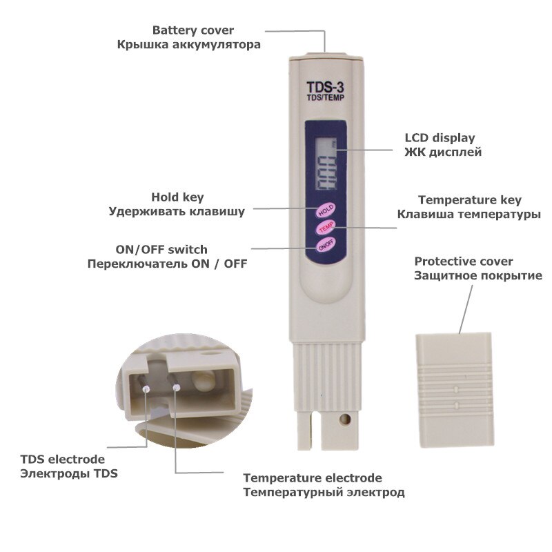 Digital TDS Tester Meter With Auto Temperature Compensation TDS test pen instrument 40%off