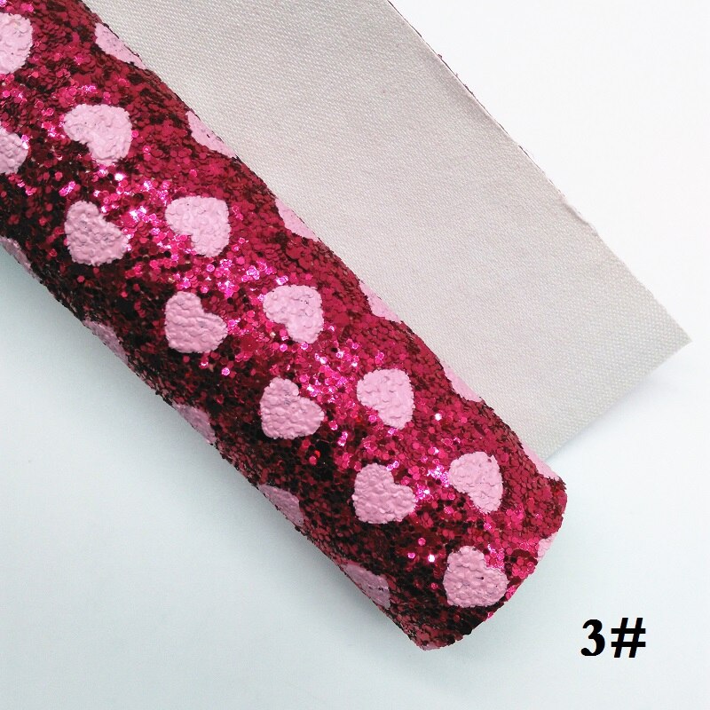 O glitterwishcome 21x29cm a4 tamanho corações imprimiu o couro grosso do brilho, vinil da tela do couro do falso para arcos, gm599b: 3