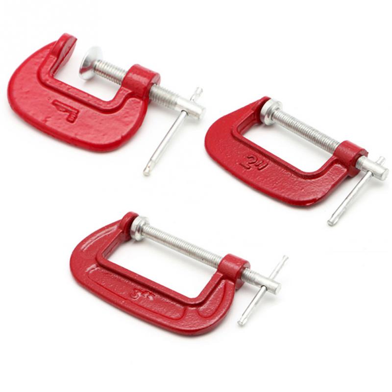 Adjust Heavy Duty G Clamp 1/2/3inch C/W Soft Jaw Pads 25mm -100mm G Clamp Iron Red For Woodwork Metal Clamping