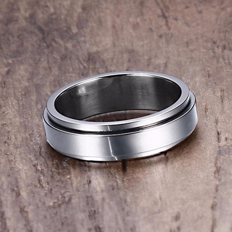 Vnox- Bague Spinner 6/8mm pour Homme, Accessoire Anti-Stress, Alliance Classique en Acier Inoxydable, Bijoux de Sport Rune Viking Décontractés: 7 / Clair