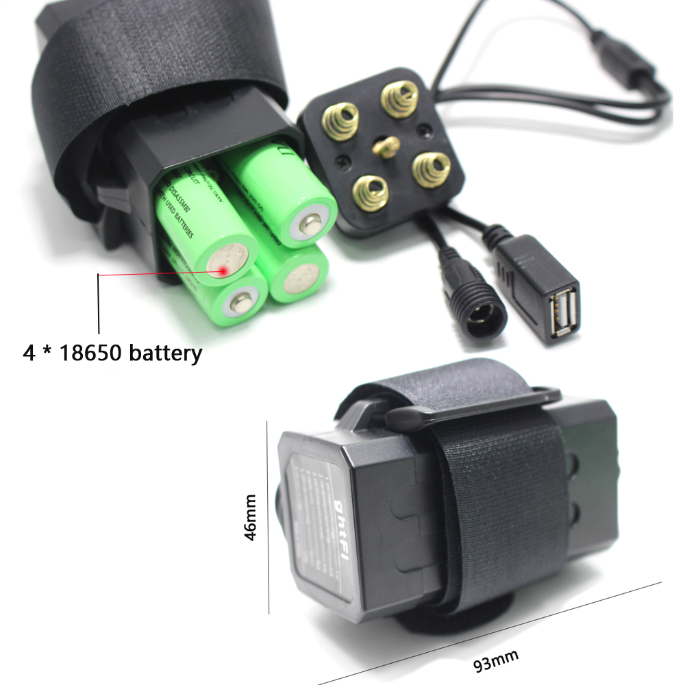 Vanntett sykkellykt foran, 4- modus lommelykt, usb-sykkellykt, 2*t6 lommelykter, kun lampe,  +8.4 v batteriboks