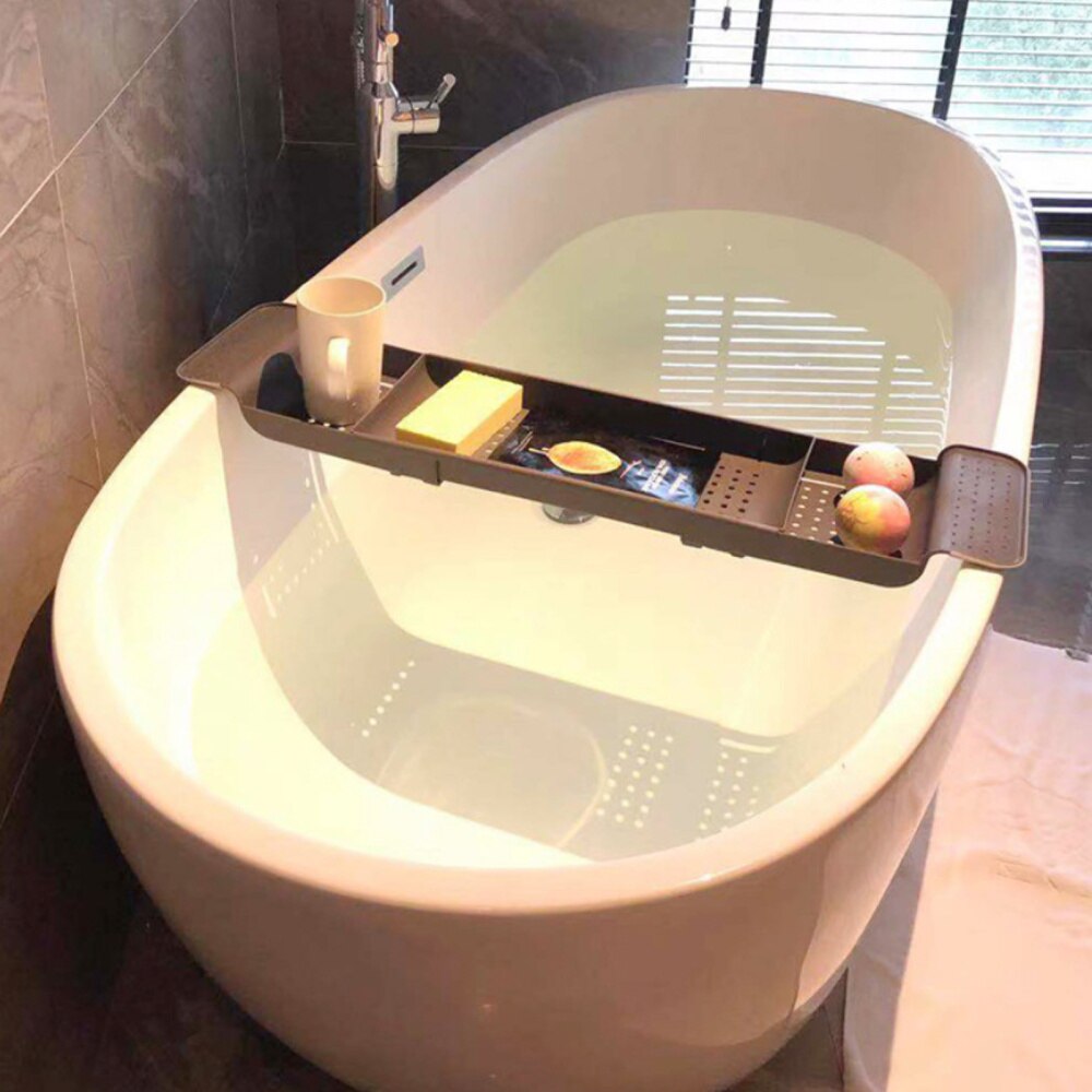 Bandeja escurrible para bañera, organizador de ducha hueco, estante de almacenamiento para baño, gris oscuro