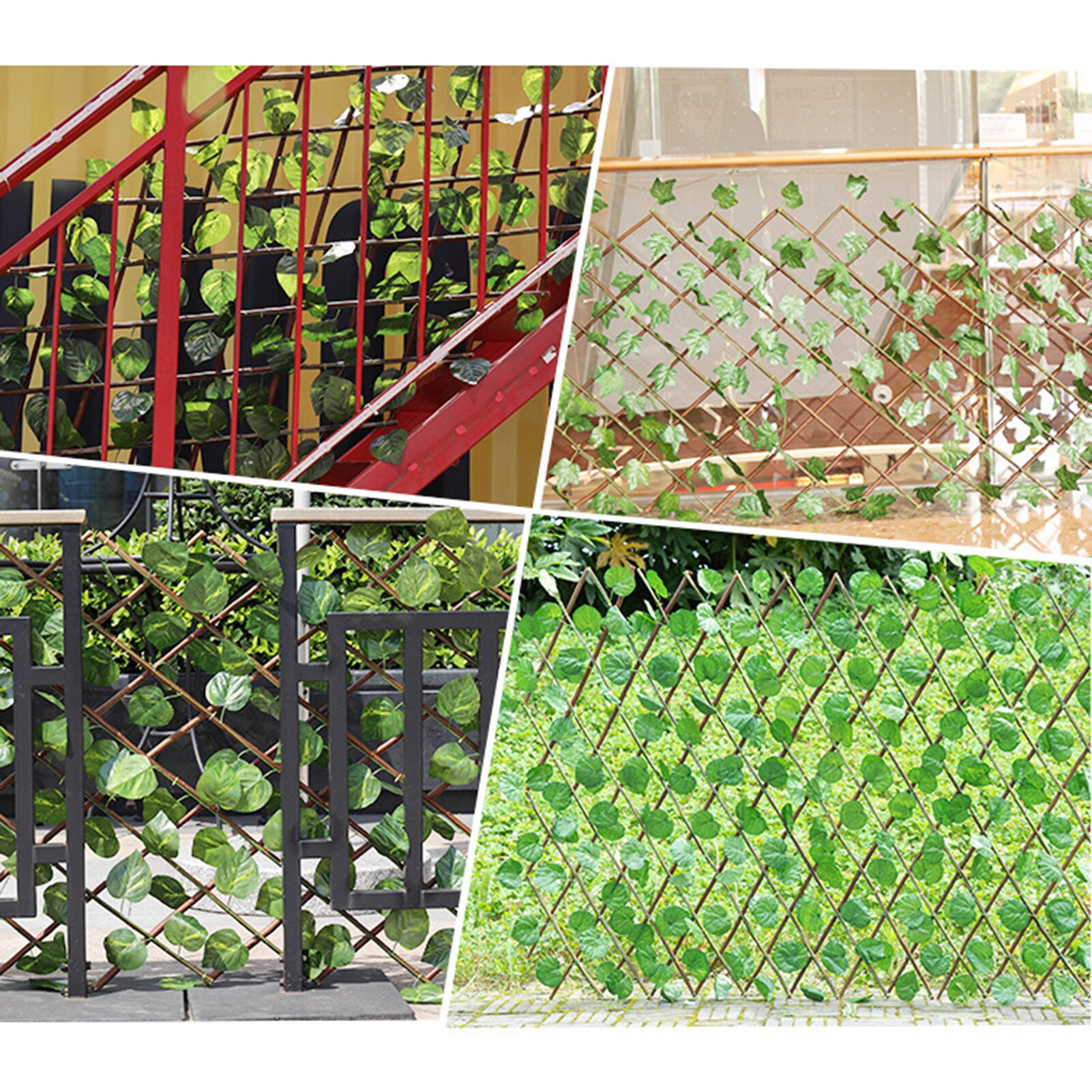 Retractable Artificial Garden Fence Expandable 40CM Faux lvy Privacy Fence Gardening Plant Wood Vines Climbing Frame Waterproof