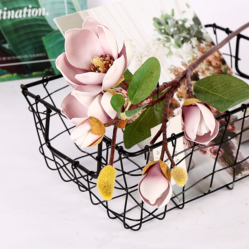 5 magnolia flowers 75CM artificial flowers: Brown