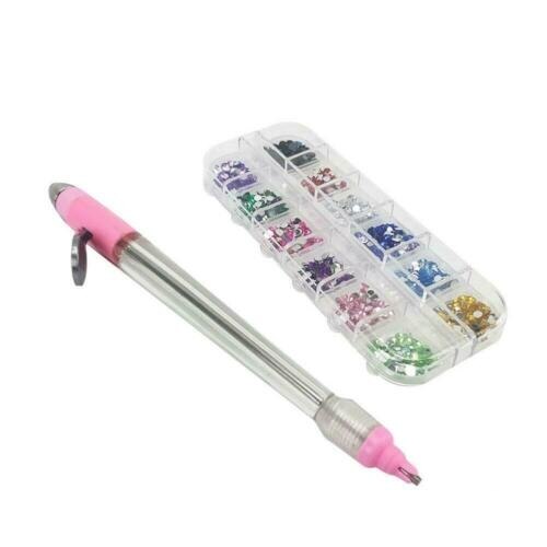 Multifuncional ponto de unha broca caneta manual ponto broca caneta strass pintura diamante ponto cruz ferramenta bordado: Céu Azul