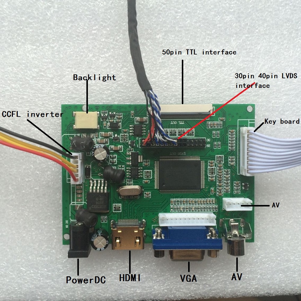 For LTN156AT05 40pin 2AV LCD remote Screen LED panel 15.6" 1366×768 display HDMI VGA Controller Board kit