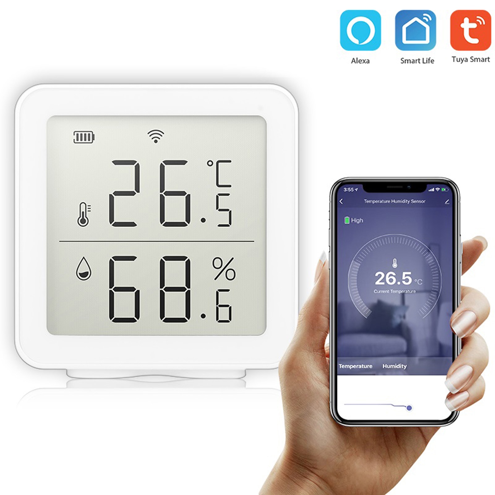 Tuya WIFI Temperature Humidity Sensor Intelligent Home Wireless Home Automation Scene System Compatible with Alexa Google Home