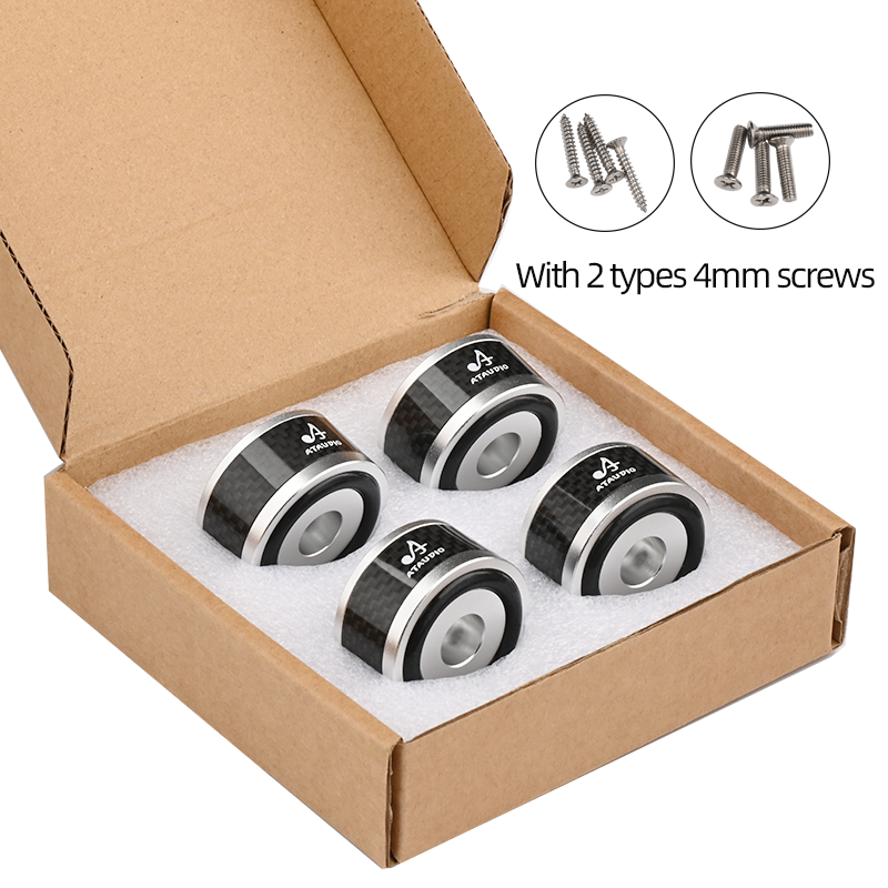 4PCS HiFi Speaker Shock Absorber Hi-end Carbon Fiber Solation Feet Pad for DAC Stereo Audio Speaker Amplifier: Silver