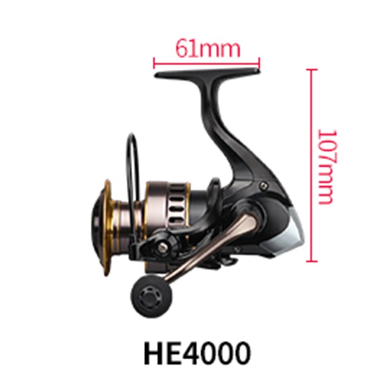 Carrete de pesca HE7000 5,2: 1 de Metal de alta velocidad, bobina giratoria, máxima resistencia, 10kg, para pesca al aire libre, grande: HE-4000