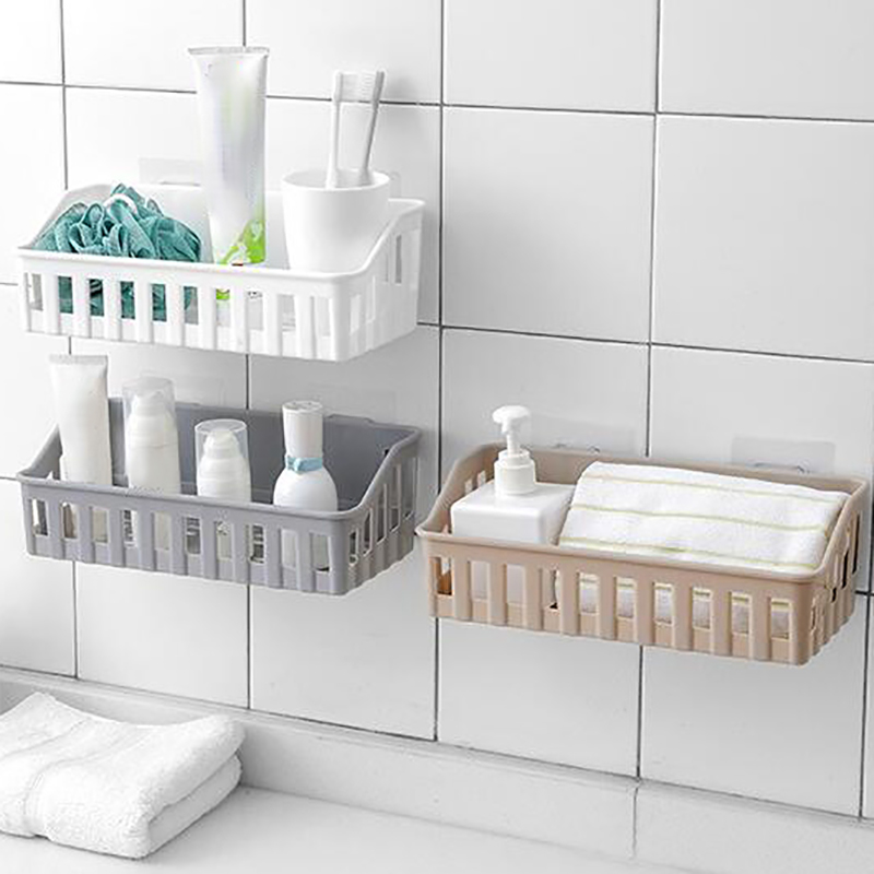 Organizador de estantes de baño sin taladro, estante de almacenamiento de ducha, soporte de champú de plástico para inodoro, montaje en pared, accesorios de baño
