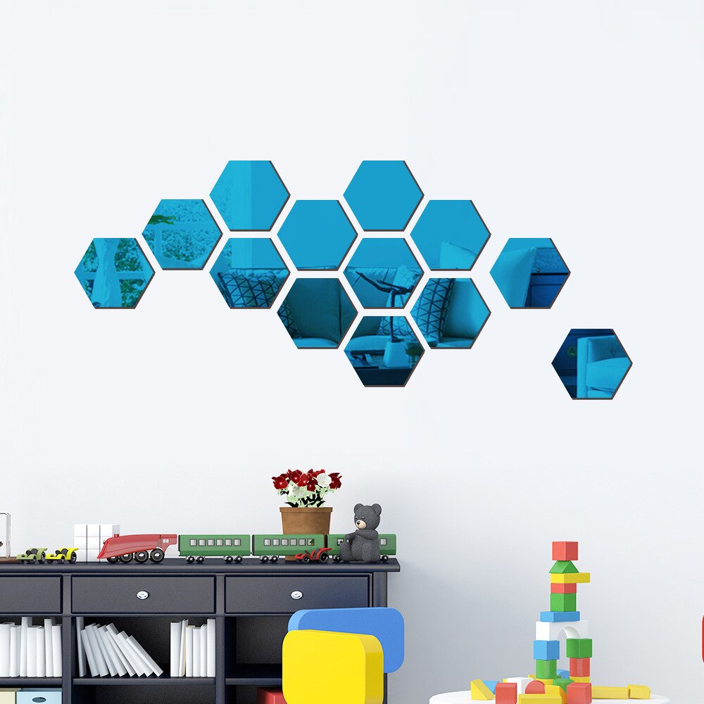 12 pièces/ensemble bricolage 3D miroir autocollant mural hexagone décor à la maison miroir décor autocollants Art mur chambre décoration auto-adhésif autocollants