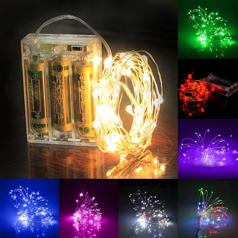 4M 5M 40/50 LED Starry String battery Powered Lights Fairy Micro LED Transparent Copper Wire for Party Christmas Wedding lights