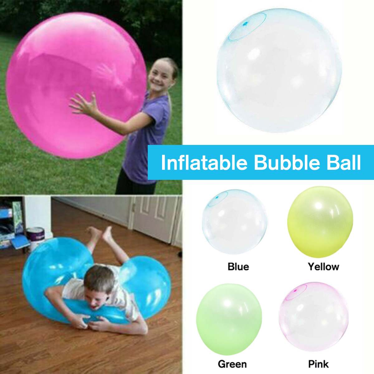 120CM Inflatable Kids Adult Bubble Ball Outside Stretch Water Bubble Ball Summer Playing Water Balloon Party Game