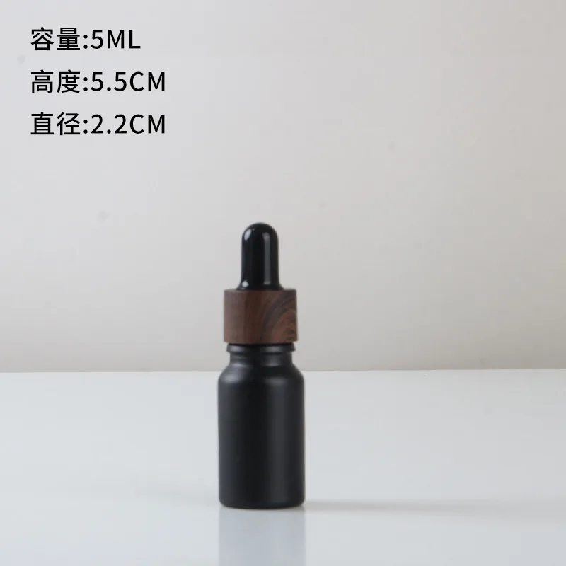 Flacon compte-gouttes vide noir givré, huile essentielle en verre, liquide d'aromathérapie, bouteille rechargeable, Pipette liquide: Gris clair