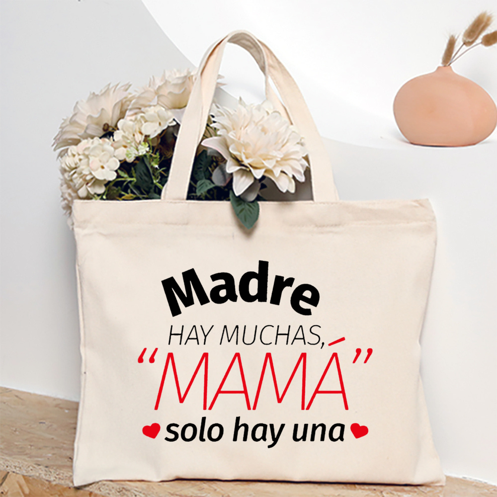 Tengo una mejor mamá del mundo, bolso de hombro estampado para mujer, bolso de lona, bolsos de compras para mujer, de cumpleaños para el día de la madre: Gris