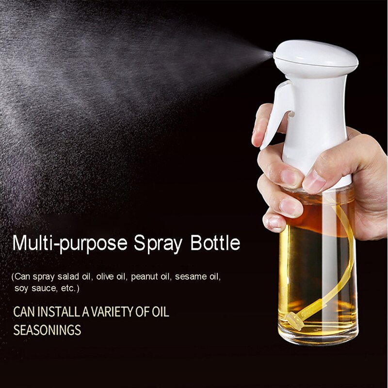Pulverizador de aceite de oliva de vidrio para cocina, dispensador de aceite para hornear, vinagre, pulverizador de niebla para barbacoa, botella de almacenamiento con pulverizador de aceite de cocina de 200ml