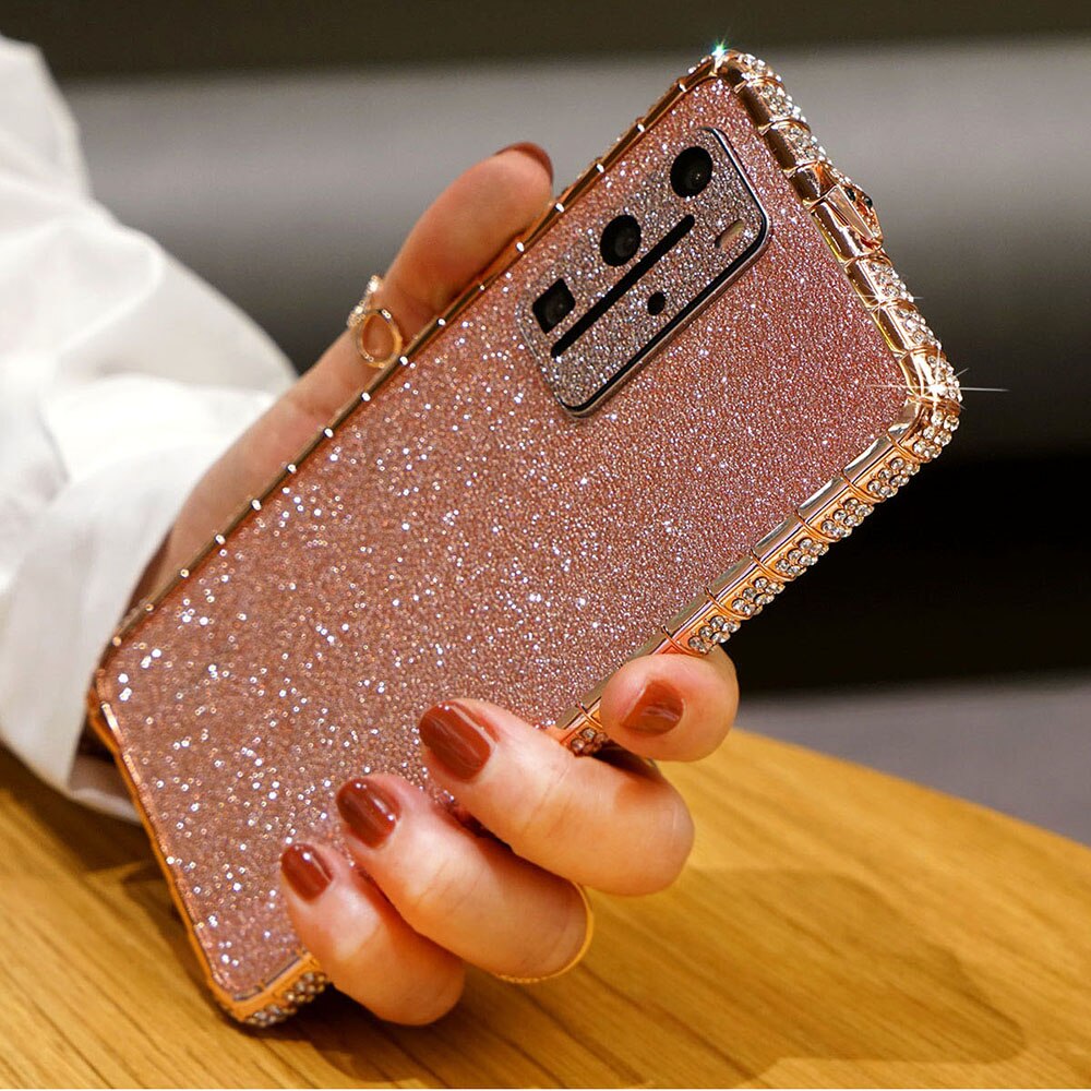 High End Rhinestone Diamond Bumper Case For Huawei P40 Pro Crystal Metal Case for Huawei P40 Anti-Knock Color Phone Cover Funda