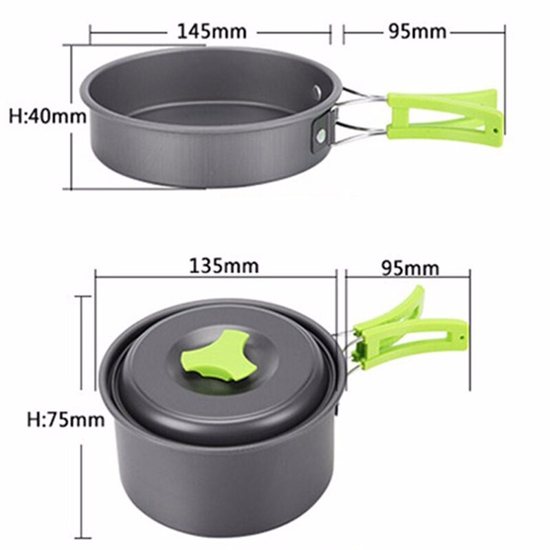 11 stk bærbar camping gryterett sett ryggsekktur utendørs kokekar boller sett edf 88