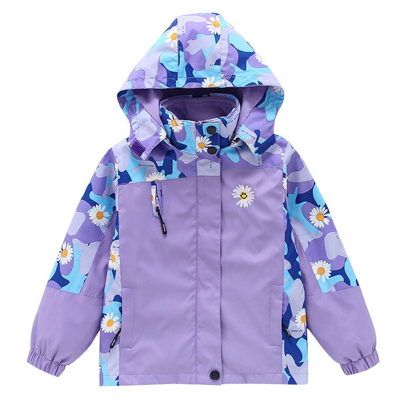 (Un cappuccio staccabile) giacca da esterno per bambina giacca a vento rimovibile indumento per bambini di mezza età, 6-12 anni