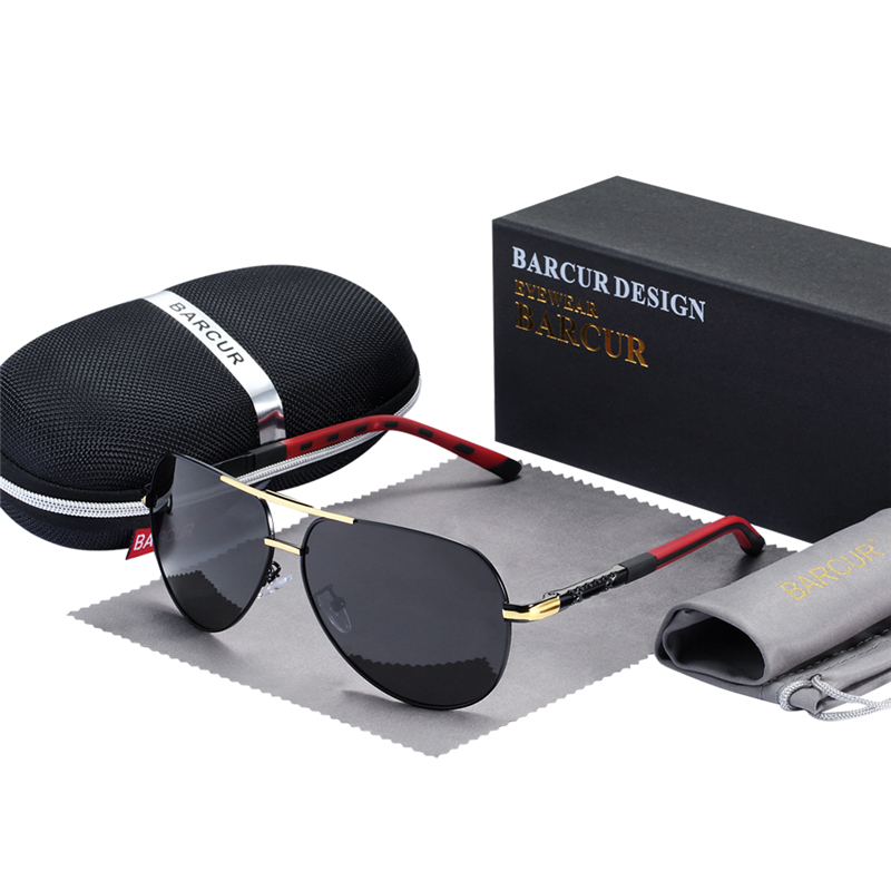 BARCUR Männer Sonnenbrille Original Polarisierte Fahrer gläser Polaroid sonnenglas Männliche Pilot Brillen: Gold