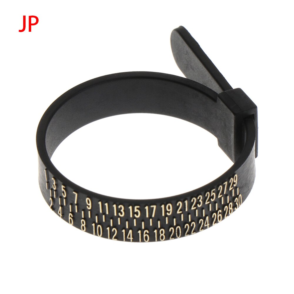 Calibrador de anillos de plástico negro, medidor de dedo genuino, banda de anillo de boda con lupa, herramienta de medición de joyería, tamaños 1-17: Granate