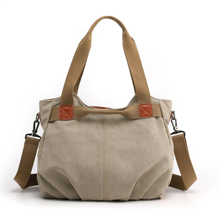13 kleuren Mode Vrouwen Canvas Handtassen Messenger Tassen Vrouwelijke schoudertassen Dames Crossbody Tote Bag Bolsas: Khaki