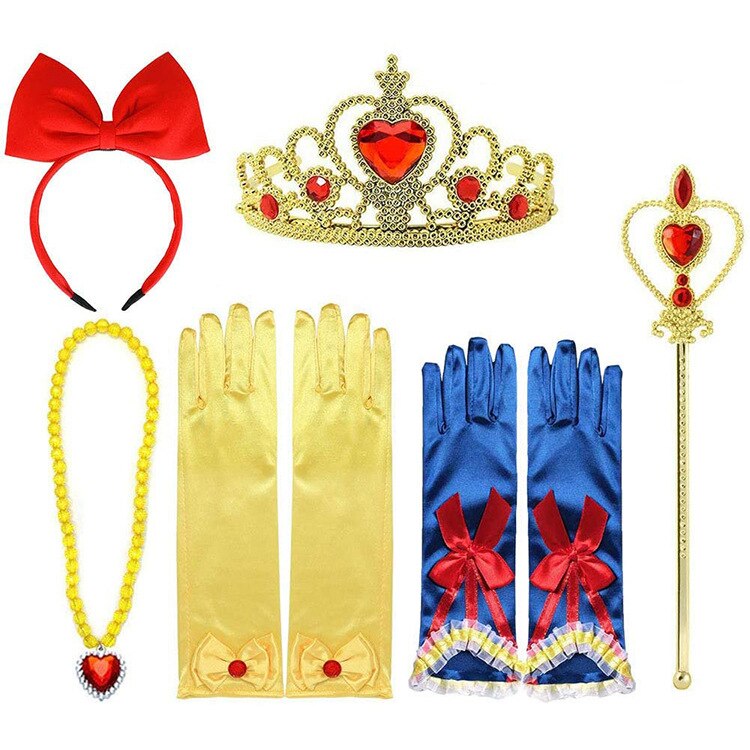 Elsa Prinses Accessoires Handschoenen Wand Kroon Sieraden Set Elsa Pruik Vlecht voor Prinses Jurk Kleding Cosplay Aankleden Sneeuwvlok: Ivoor