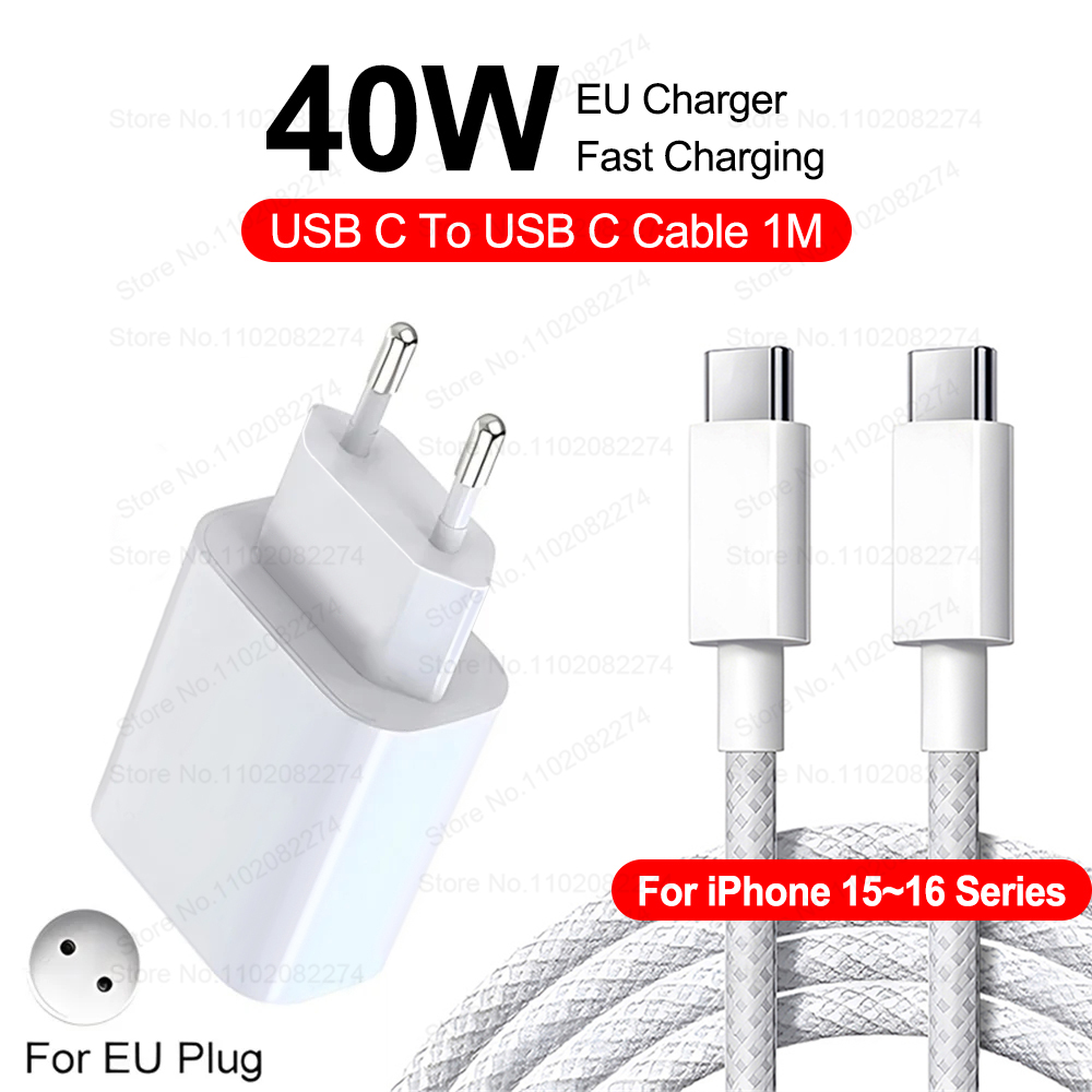 Cargador rápido de 40W para iPhone 16, 15, 14, 13, 12, 11 Pro Max, cargador de USB-C X XS XR 7 8 Plus, Cable USB tipo C, accesorios de carga rápida: KR