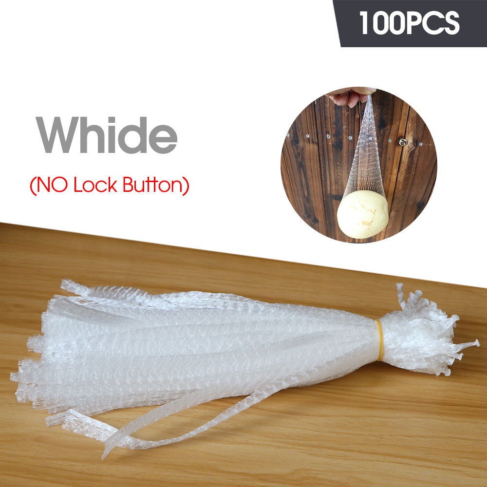 100 Uds. Bolsas de malla de nailon de 30-60CM para bolsas de almacenamiento de frutas y verduras de granja con cerradura bolsa de red de plástico reutilizable para comestibles de mariscos: XXL / YELLOW