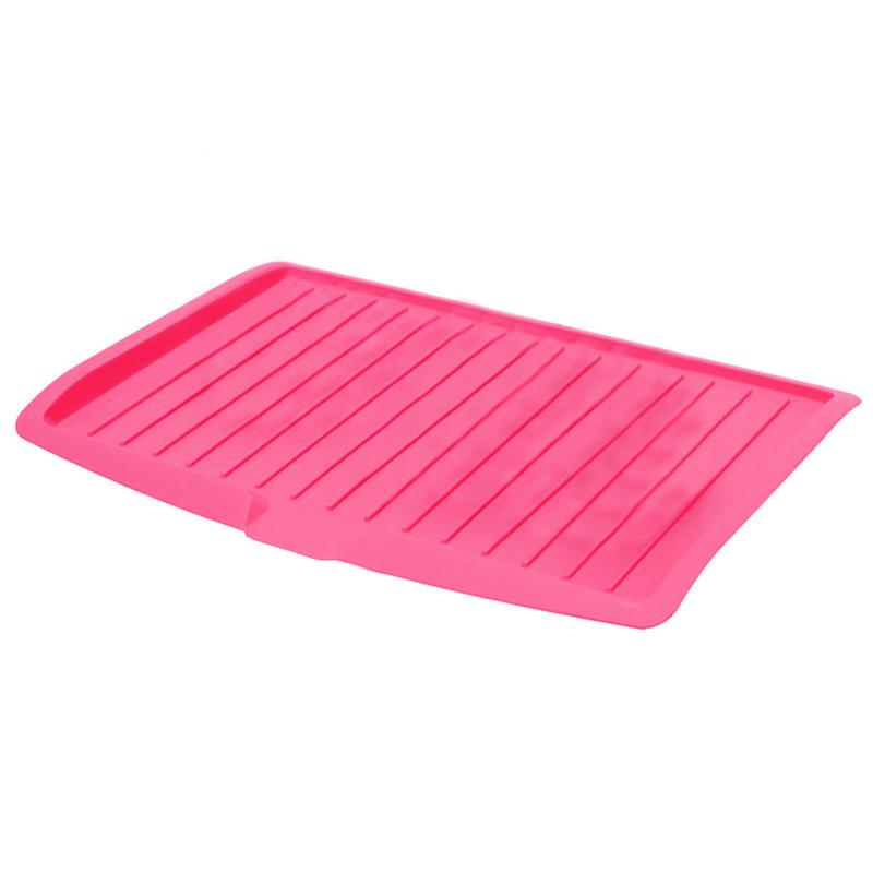 Plastic Dish Drainer Drip Tray Plate Cutlery Holder Kitchen Sink Rack for household: Rose Red