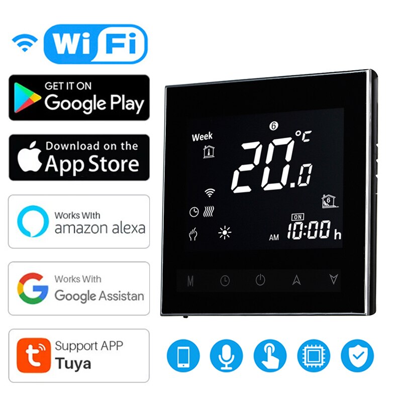 Smart Home Automation Thermostat Temperature Controller for Gas Boiler Electric Underfloor Heating Humidity Display Tuya WiFi