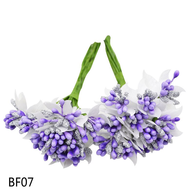 24 stk mini støvbærere bær guld sølv plastknop kunstig blomsterbuket scrapbooking håndværk bryllup dekoration fest forsyninger: Bf07