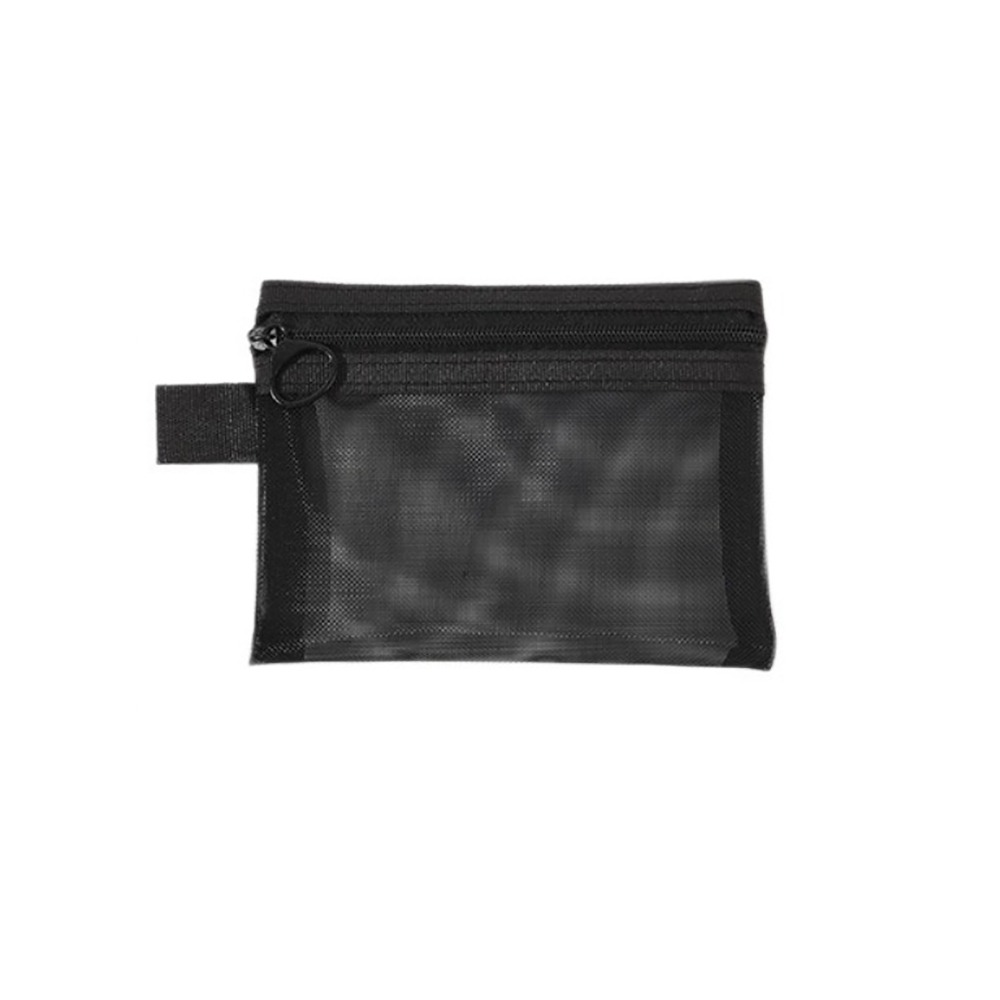 Transparent Black Mesh Makeup Case Organizer Storage Pouch Casual Zipper Toiletry Wash Bags Make Up Women Travel Cosmetic Bag: Beige
