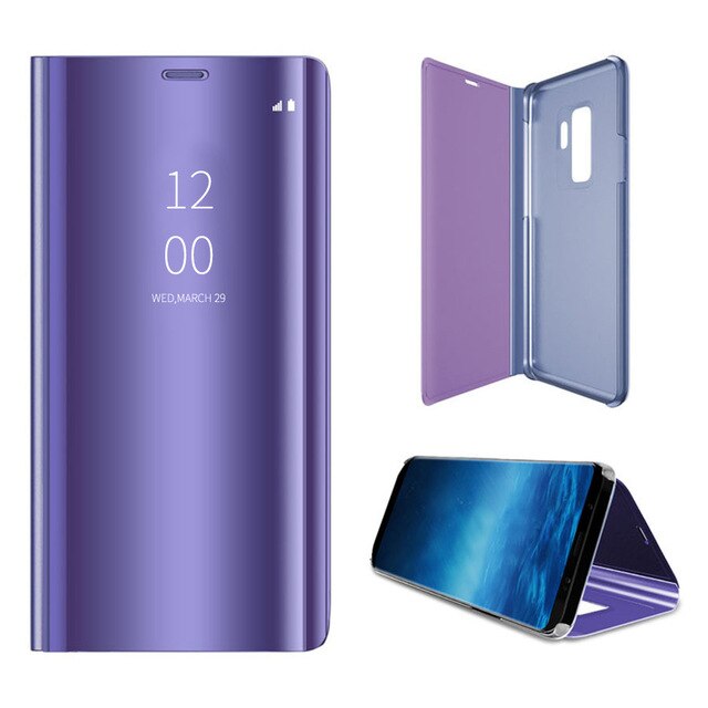 Voor Realme C21 Case Smart Sleep Spiegel Flip Telefoon Case Covers Voor Realme C21 RMX3201 Magneet Stand Boek Coque C21: Purple blue