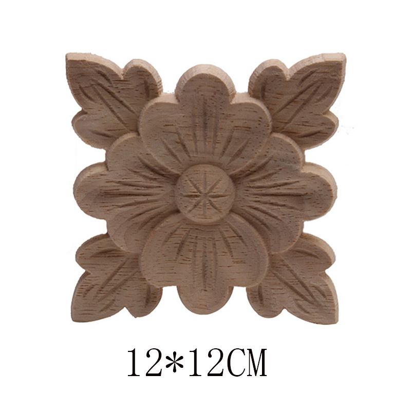 Hout Applique Onlay Hout Decal Hout Beeldjes Houten Gesneden Decor Unpainted Grote Kroon Laat Ovale Bloem Meubels Deuren Thuis: B70-6