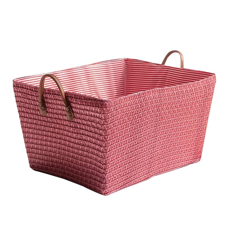 Rectangular Woven Storage Basket Organizer Storage Baskets Reusable Sundries Book Toys Storage Box For Home: Deep Blue