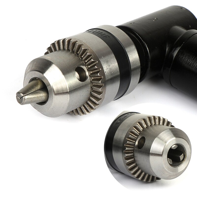 Taladro eléctrico de ángulo recto de 90 grados, esquina de 8mm, dispositivo de torneado de vástago hexagonal, curva extensible, rango de Portabrocas de tres mordazas, 1-10mm para carpintería