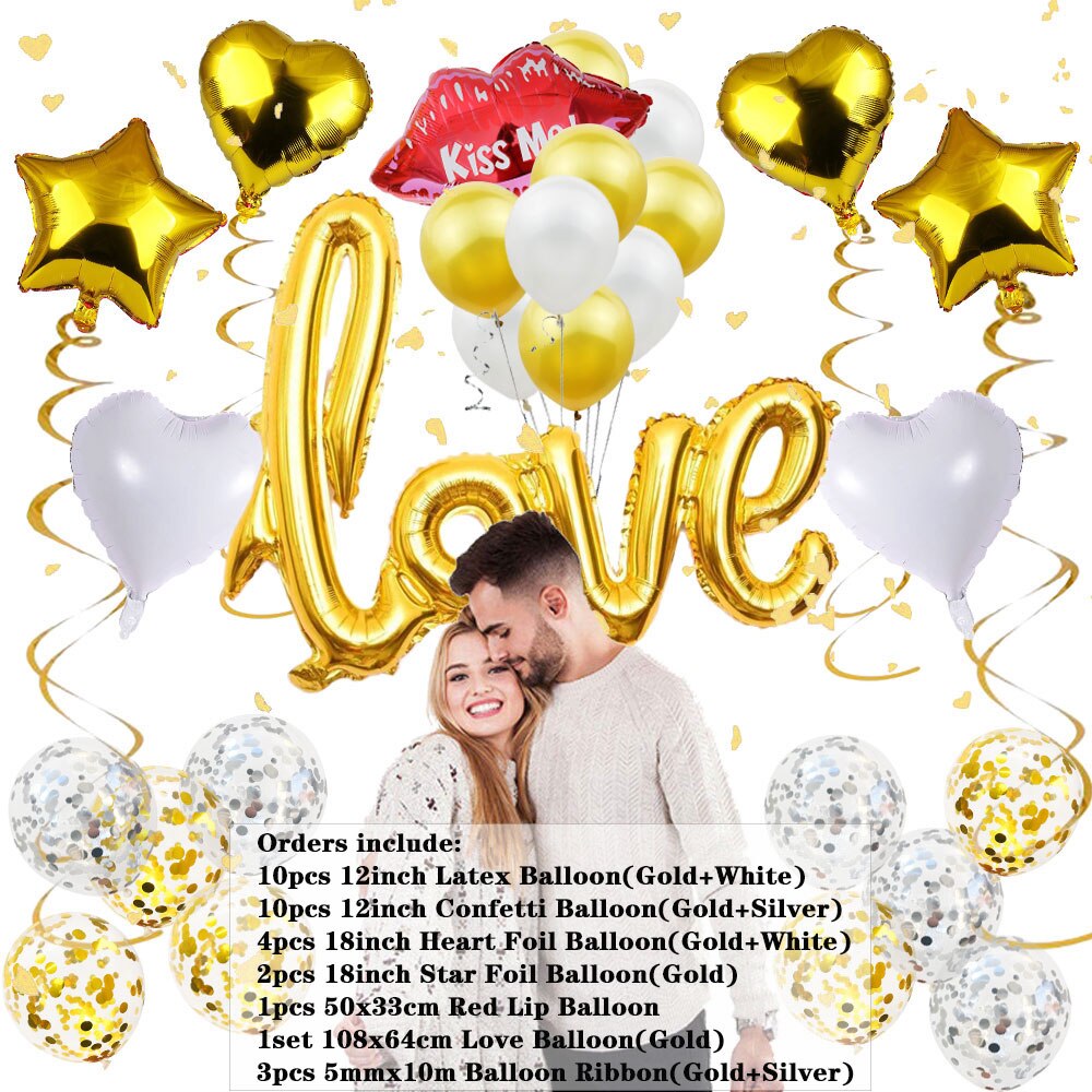 Rose Gold Valentijnsdag Ballonnen Set Siamese Liefde Letters Folie Ballon Verjaardag Wedding Anniversary Party Decoratie Benodigdheden 8D: NO.5