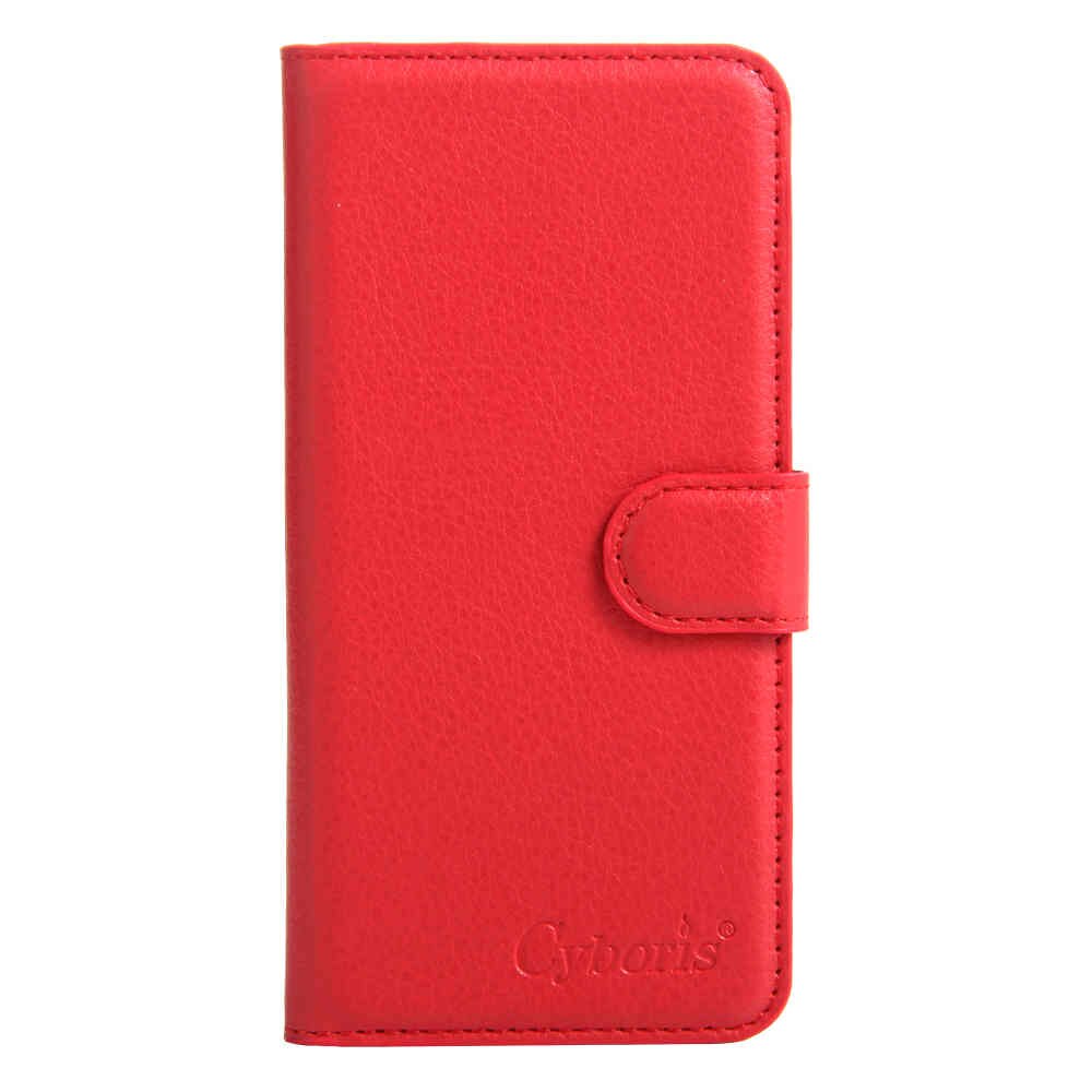 Funda para Motorola Droid Turbo 2 Cyboris para Moto X Force XT1585 XT1581 Flip Lichee Funda de cuero PU con tarjeta ranura para los titulares: Rojo