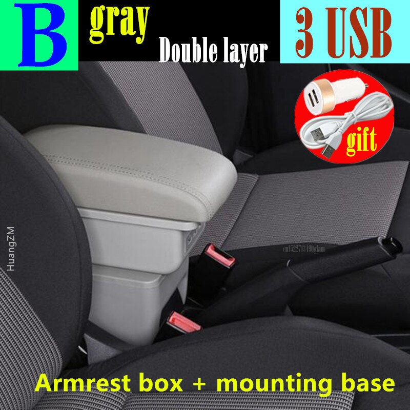 Accoudoir de voiture avec Interface USB, boîte de rangement de contenu en magasin Central pour Opel et Adam: B style gray 3USB