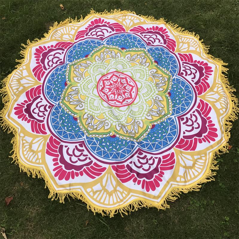 Microfiber Strandlaken Kwastje Indian Mandala Tapestry Lotus Gedrukt Bohemian Yoga Mat Bikini Cover-Up Deken Badhanddoek: Yellow A Towel