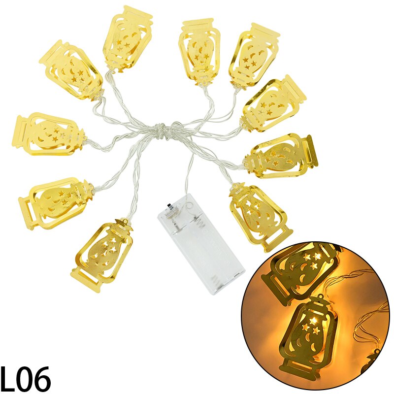 Eid Mubarak Decoration String Lights Ramadan Star Moon Letter Carved Desktop Night Light Bedroom Garden Eid Party Decor Supplies: L06