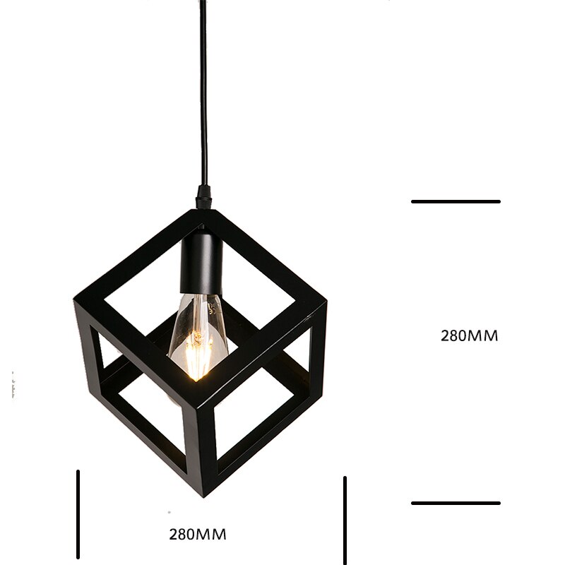 7 type moderne sorte bur pendel jern minimalistisk retro nordisk loft pyramide lampe metal hængende lampe  e27 indendørs: 8007