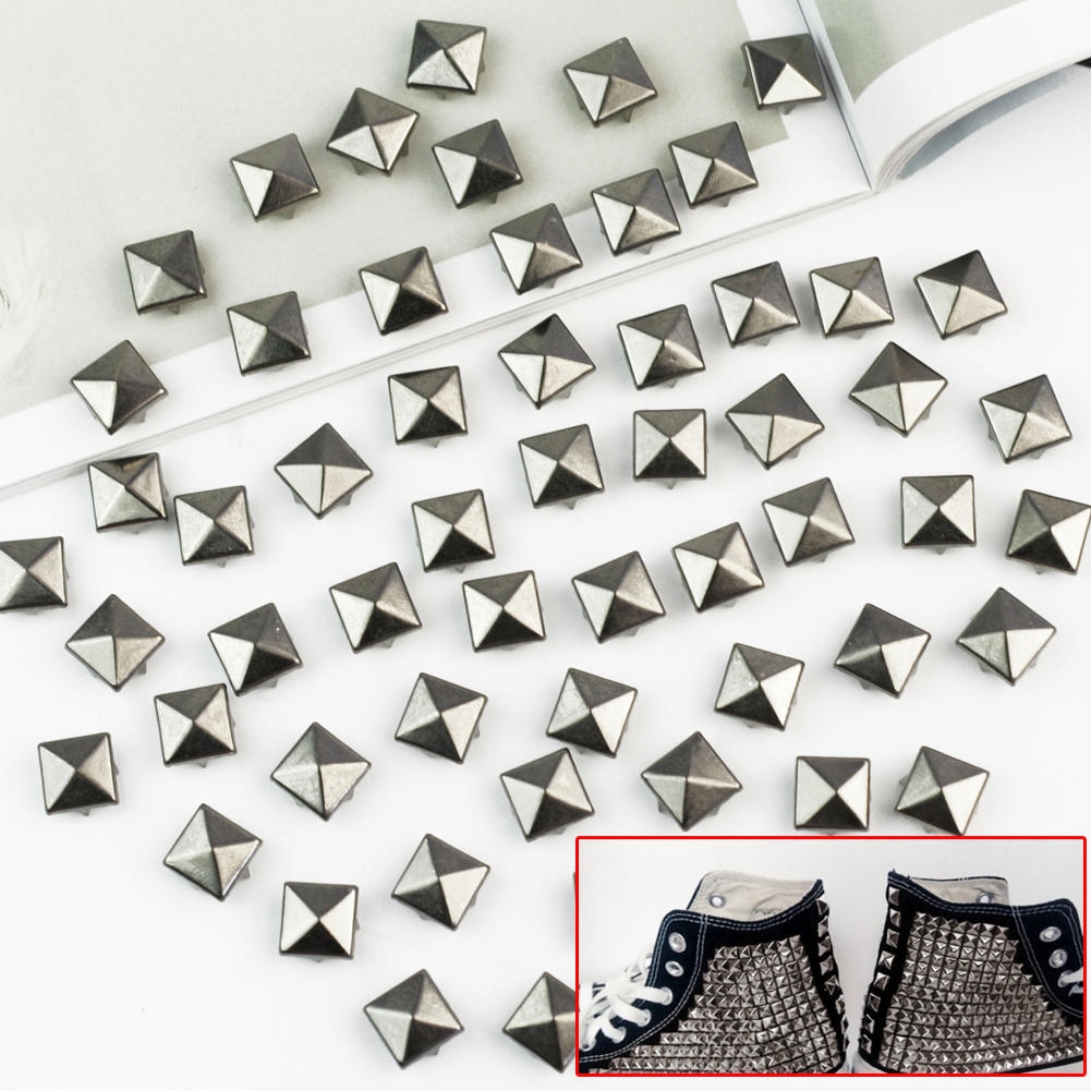 100 stks/partij 10mm piramide studs spots punk nailheads spikes klinknagels voor schoenen kleding diy ledercraft