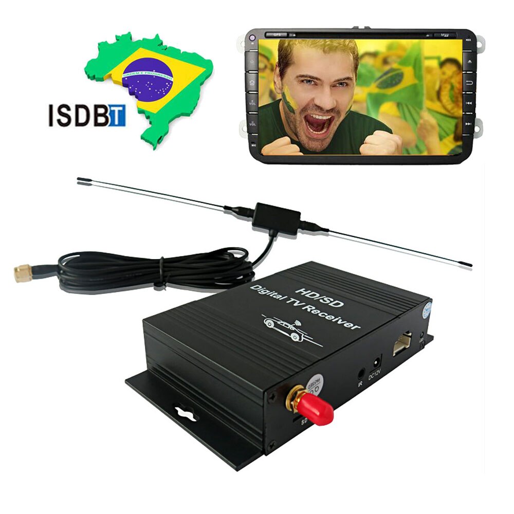 Digitale tv-ontvanger auto mobiele monitor isdb-t tuner 4 video-uitgangen één seg antenne terrestrische zuid-amerikaanse fta televisie