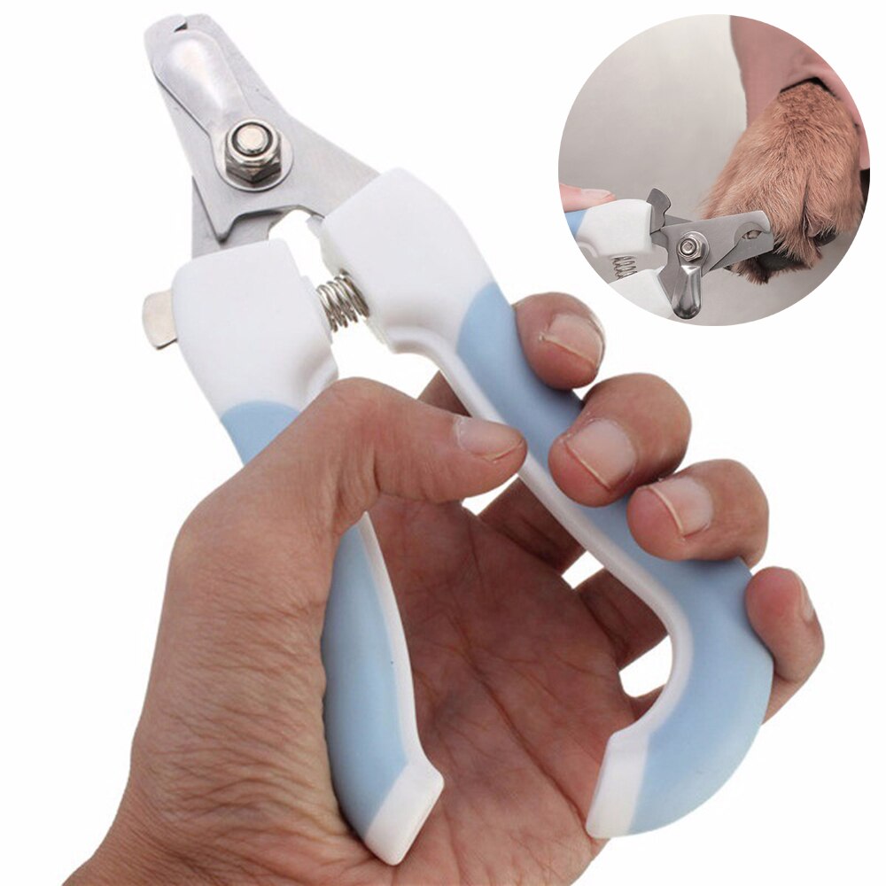Cortauñas para mascotas, cortauñas de dos colores de acero inoxidable para perros y gatos, suministros de limpieza de belleza prácticos para ahorrar trabajo