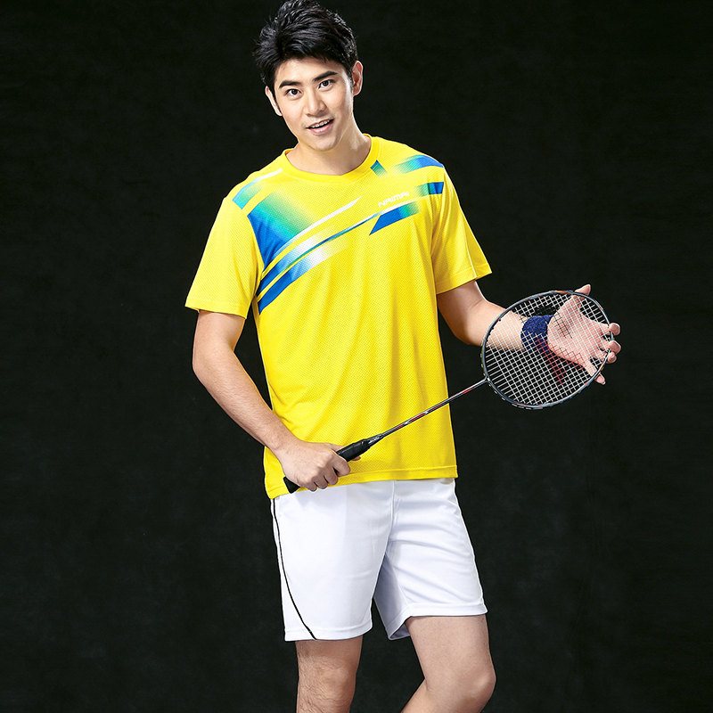 Neue Schnell Trocknend Badminton tragen setzt männer, Tennis tragen Shirt + kurze Hose, Sport Badminton kleidung, blau 1 satz 5061