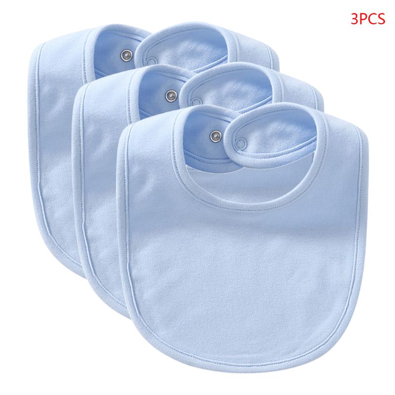 3Pcs Newborn Baby Toddler Bibs Solid Color Saliva Towel Feeding Burp Cloth Scarf: Blue