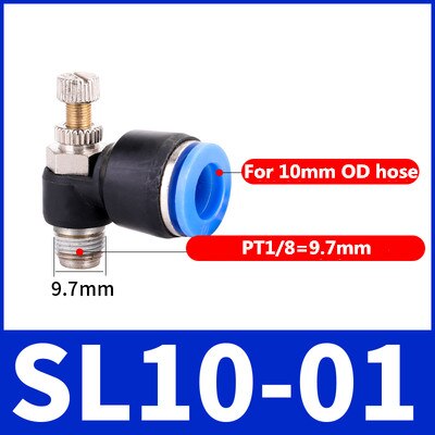 Luft  sl 1/8 1/4 3/8 1/2 hastighedskontrol pneumatisk fitting drosselventil controller 4 6 8 10mm slange slange hurtig forbindelse justerbar: 10-01