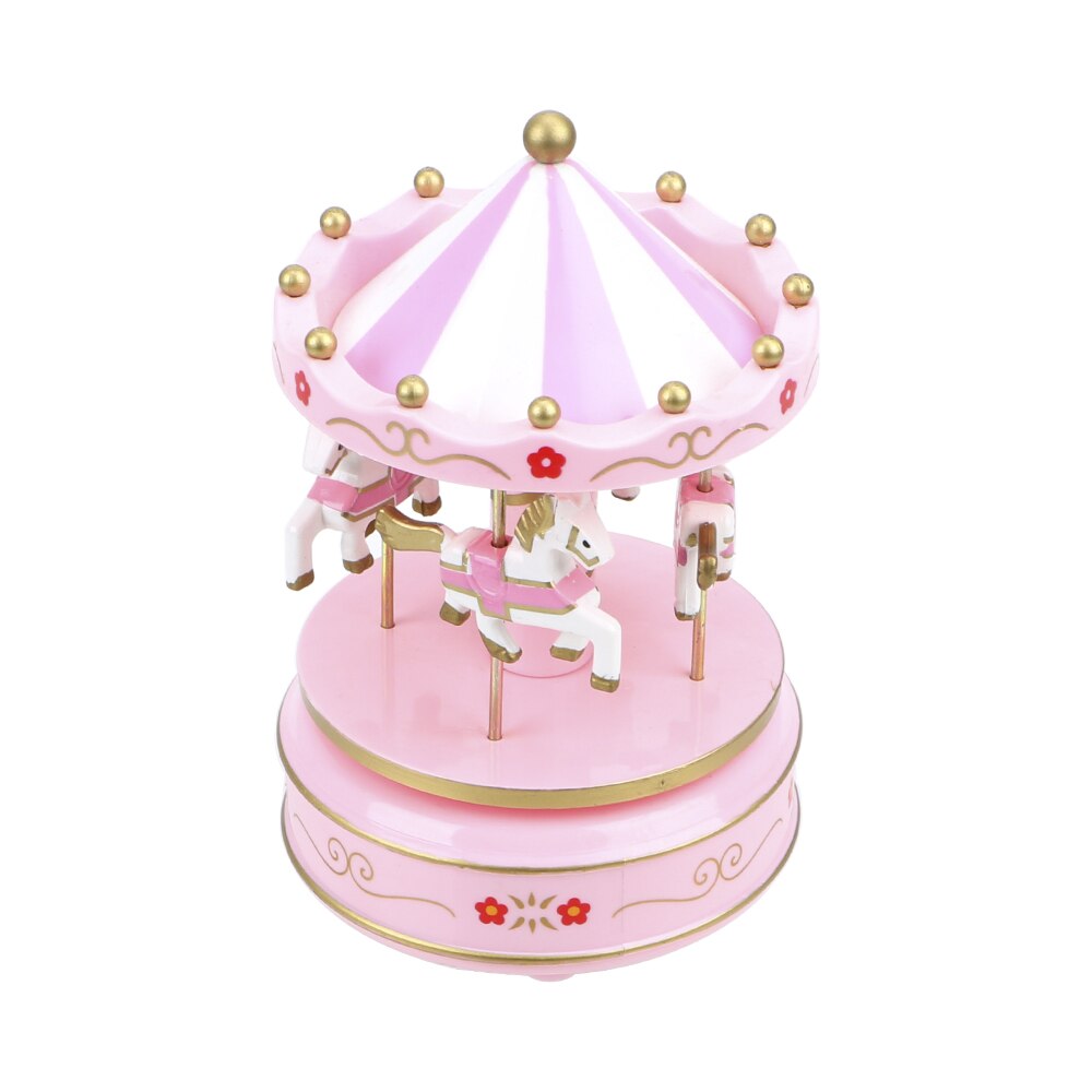 Carousel Box Christmas Wedding Birthday Merry-go-round music boxes Music Boxes Home Decoration: pink 14